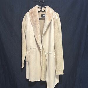 Women's Cream Jacket with Faux Fur Collar